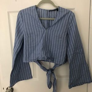 blue striped blouse